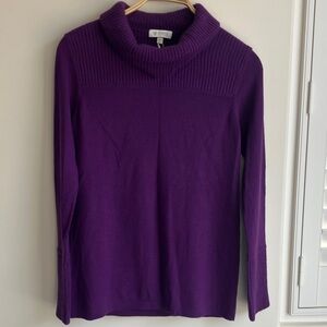 KINROSS CASHMERE Deep Purple Cowl Neck Sweater Women’s Large NWT